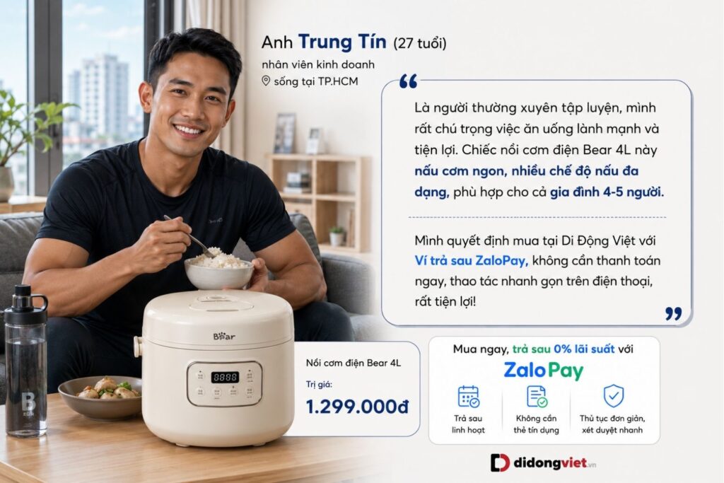 gia dụng Bear trả sau qua ZaloPay tại Di Động Việt