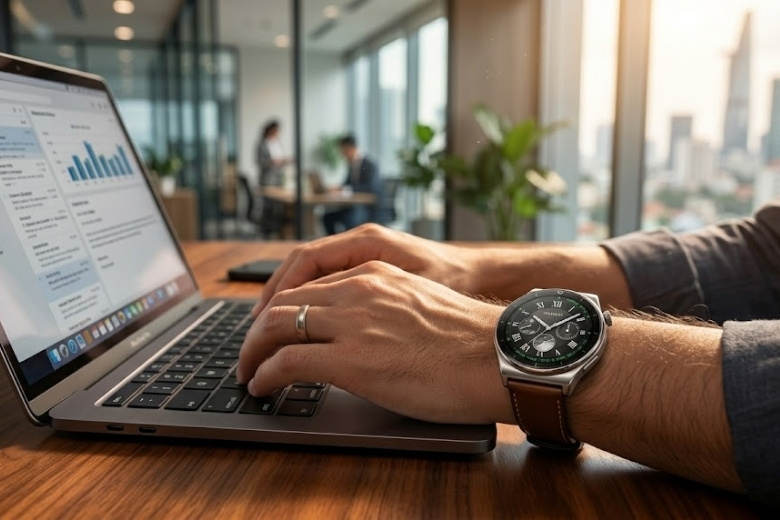 HUAWEI Watch GT6 46mm Nâu với viền thép không gỉ