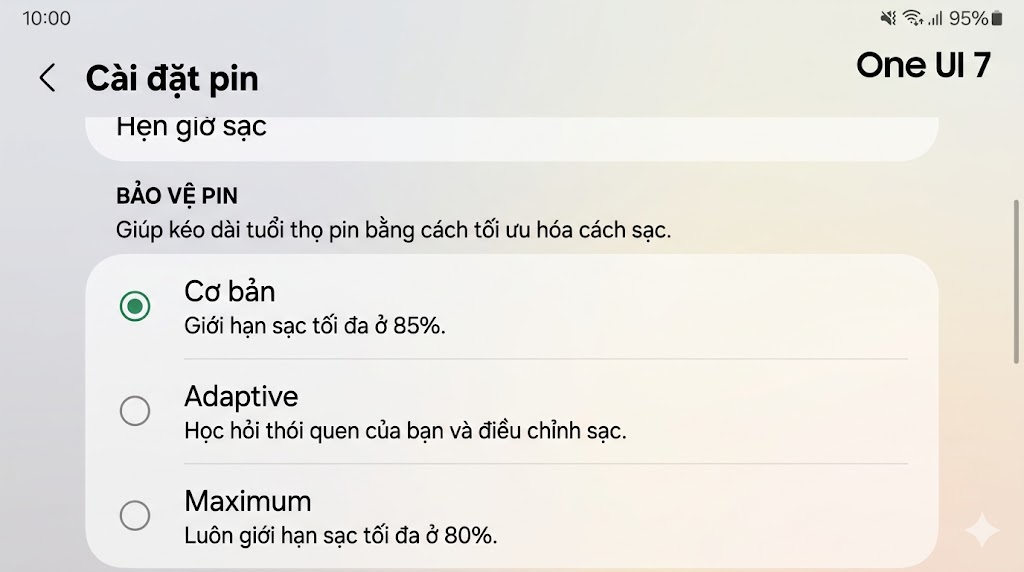 Đánh giá pin Samsung Galaxy S25 Plus: Thời lượng sử dụng thực tế và tốc độ sạc 8 huong dan bat bao ve pin s25 plus one ui 7 didongviet