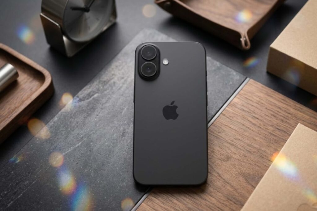 iPhone 17 màu đen cầm chắc tay, ít xuống màu nhưng dễ lộ vết cấn trên khung nhôm.