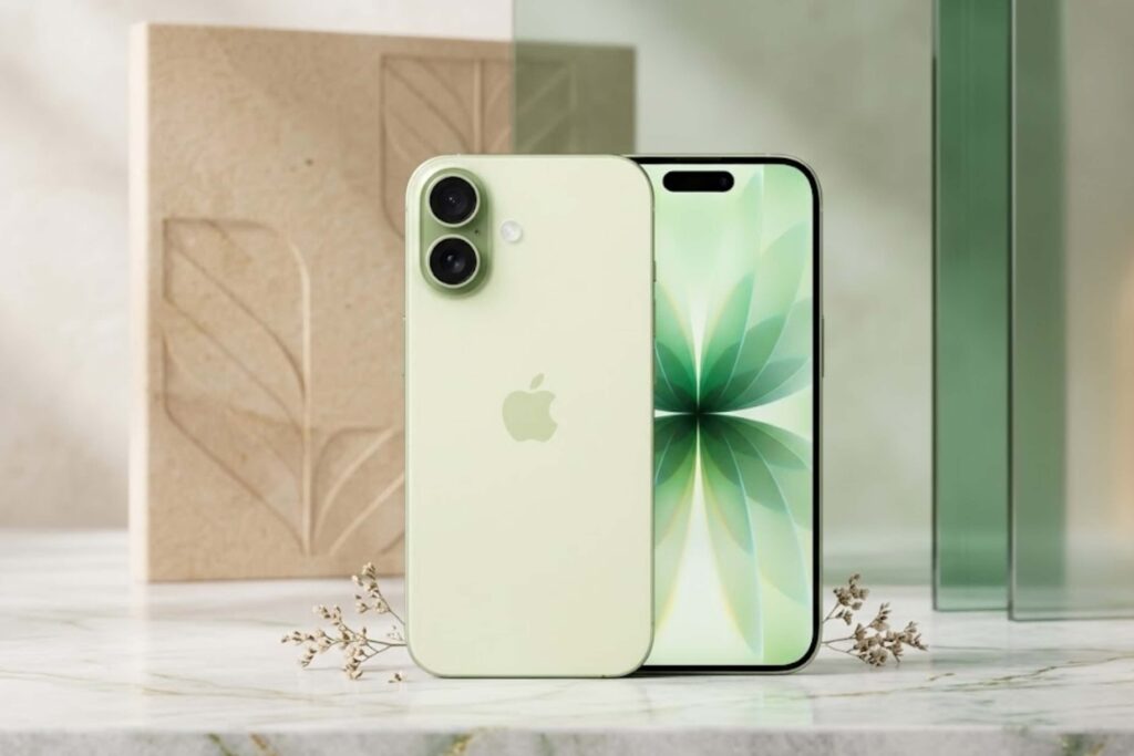iPhone 17 Sage Green nổi bật với sắc xanh thanh lịch và thay đổi đẹp mắt theo ánh sáng.