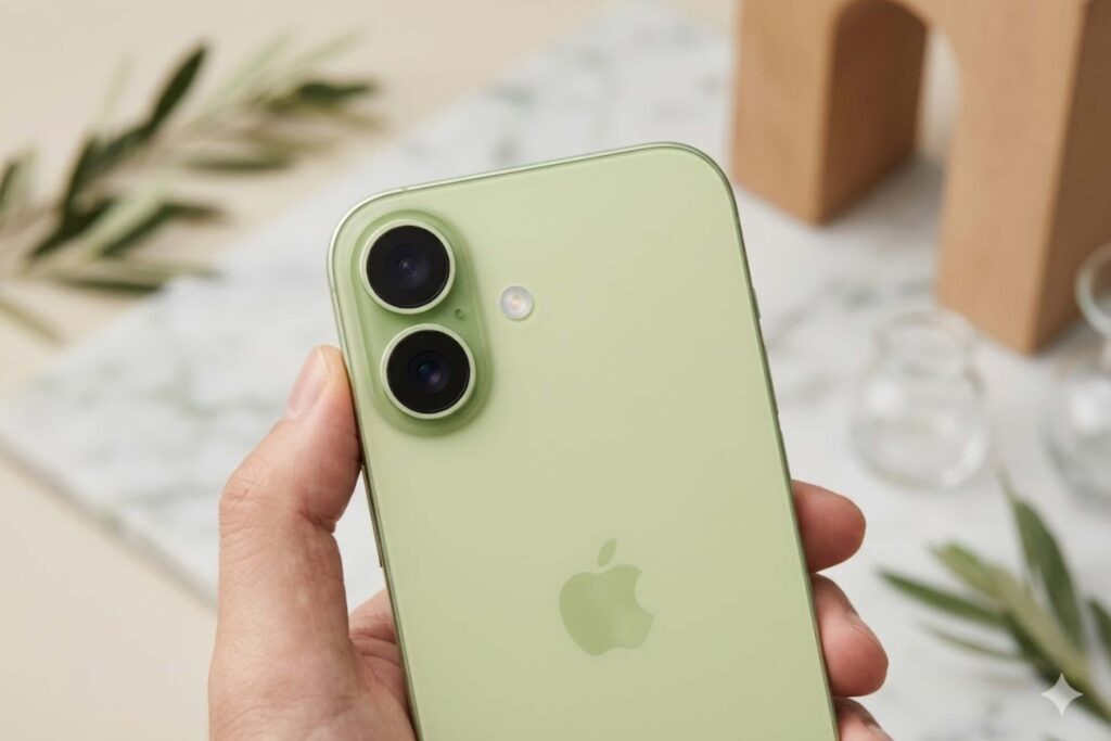 Ưu tiên ốp trong suốt hoặc viền MagSafe để giữ trọn vẻ đẹp Sage Green và cân bằng phong cách cá nhân.