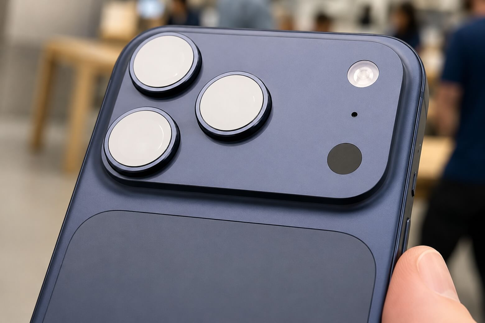 iPhone 17 Pro Max màu xanh đậm bám vân tay