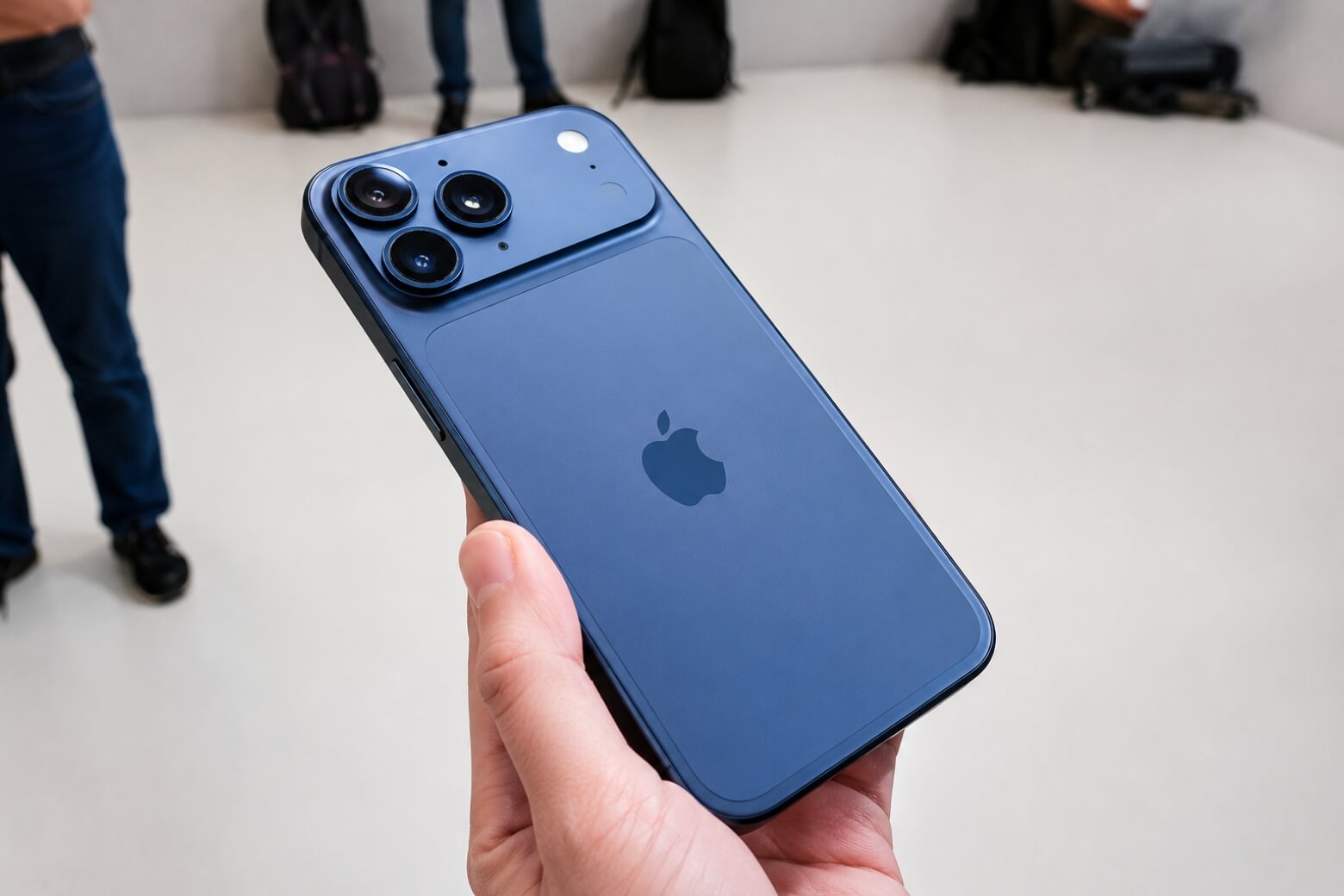 iPhone 17 Pro Max màu xanh đậm thiết kế thực tế
