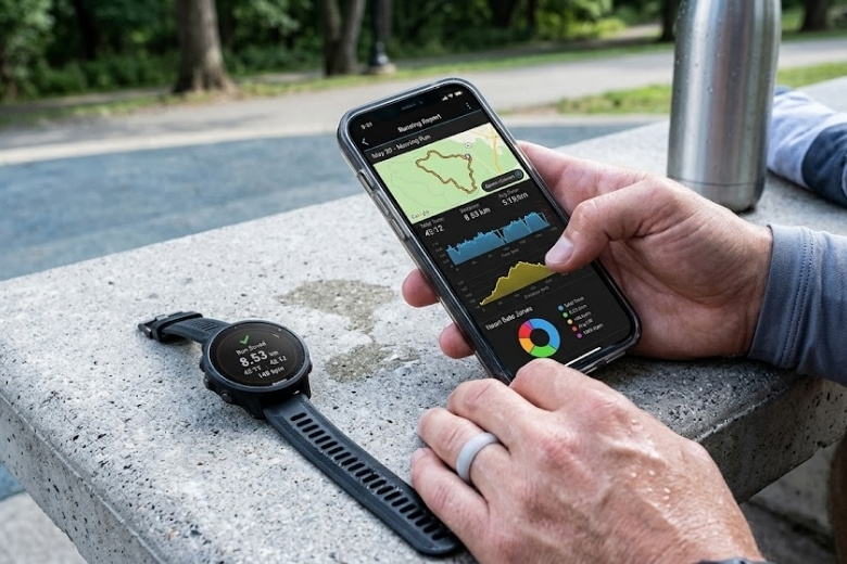 Điện thoại kết nối với đồng hồ Garmin Forerunner 165