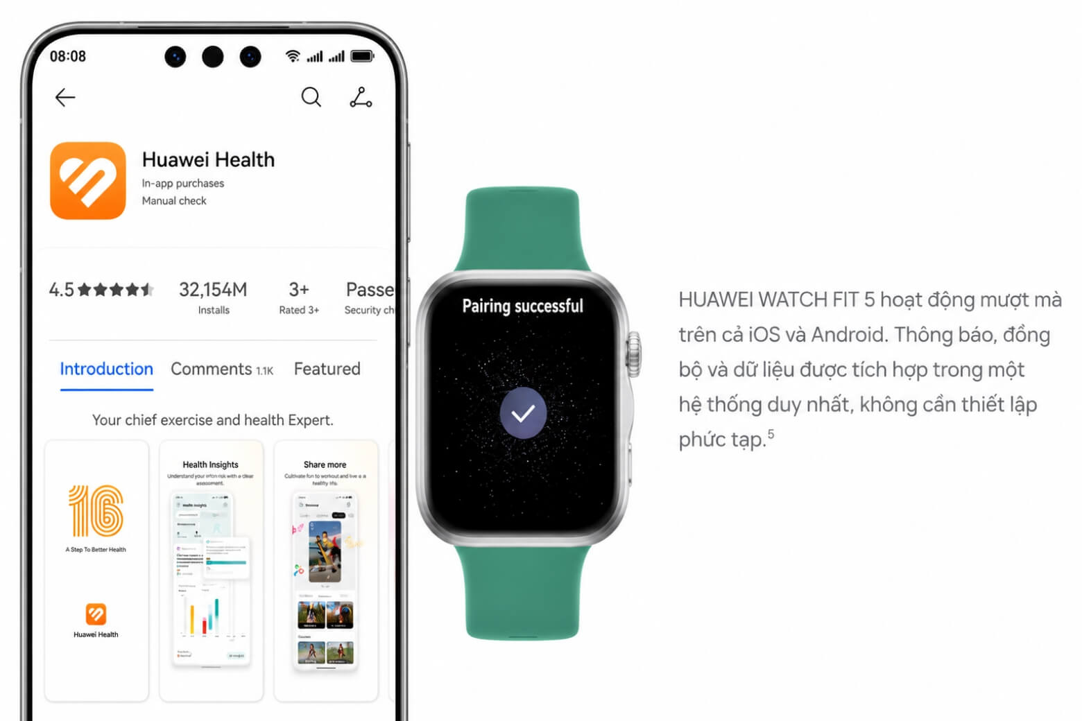 Mở hộp HUAWEI Watch Fit 5 kết nối điện thoại
