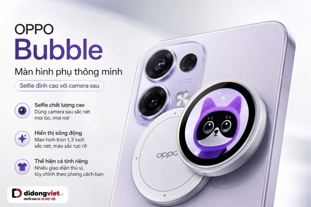 Màn hình từ tính OPPO Bubble hỗ trợ chụp ảnh selfie bằng camera sau 200MP