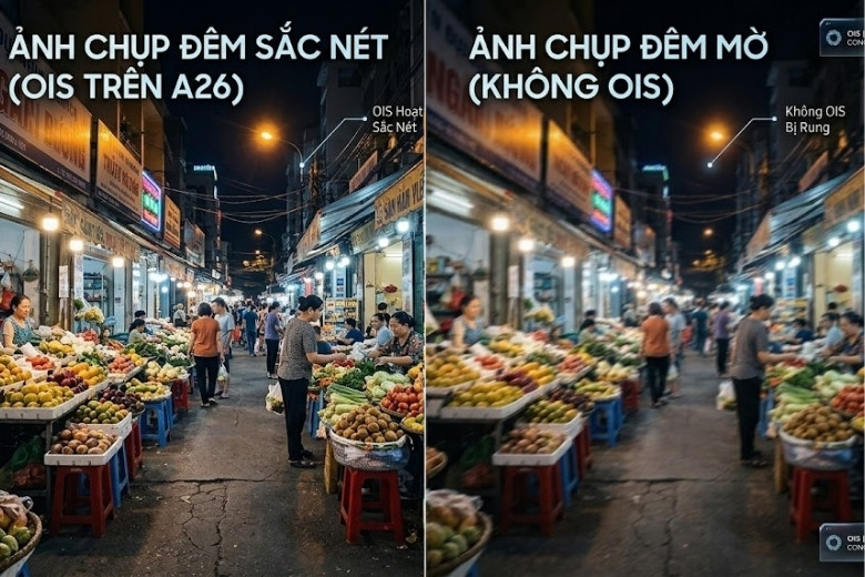 So sánh chất lượng ảnh chụp ban đêm trên Samsung A26 và trên A06