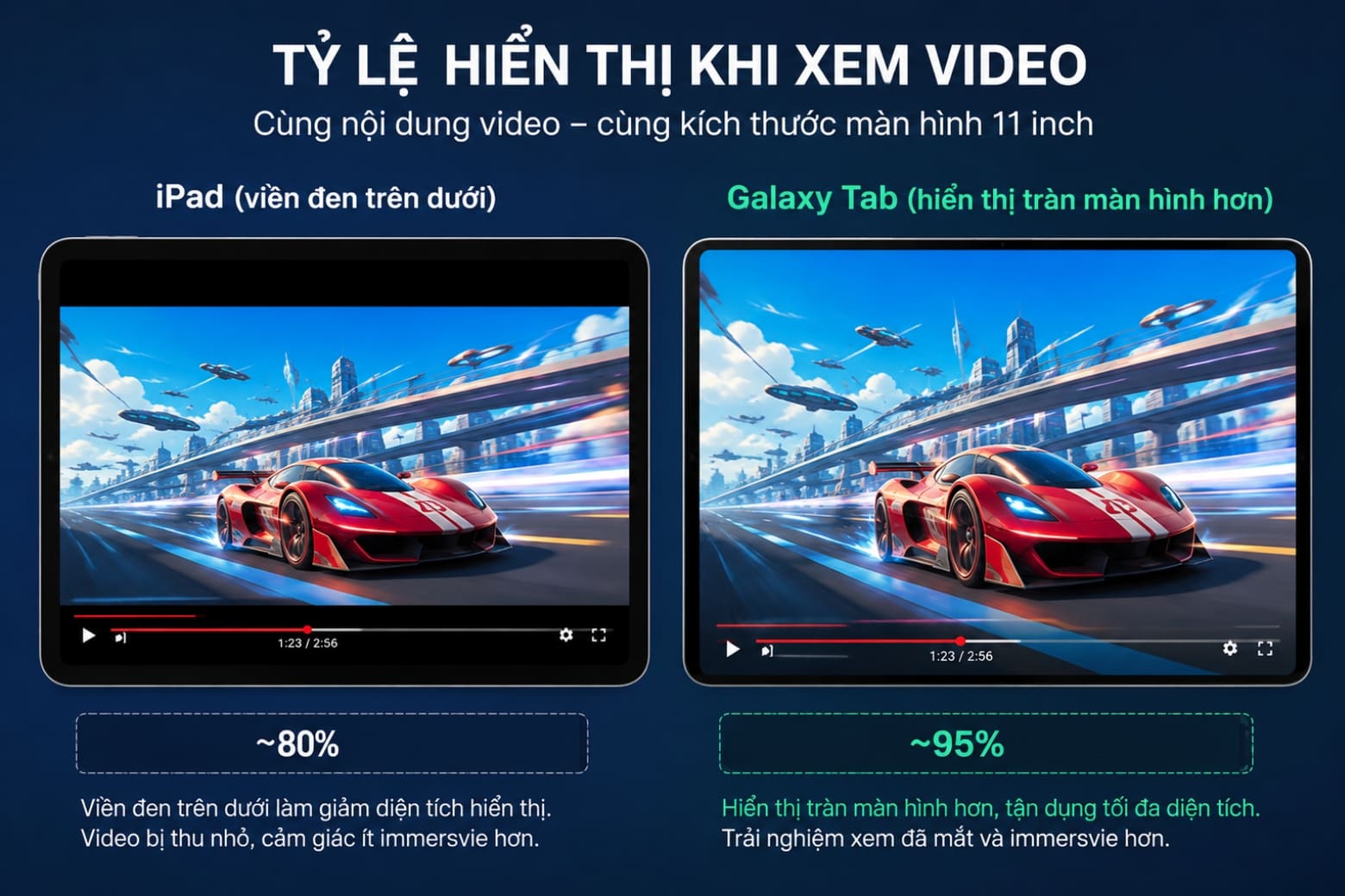 So sánh iPad A16 và Galaxy Tab A11+: Đánh giá chi phí thực tế và khác biệt hiệu năng 5 Chất lượng hiển thị và trải nghiệm âm thanh