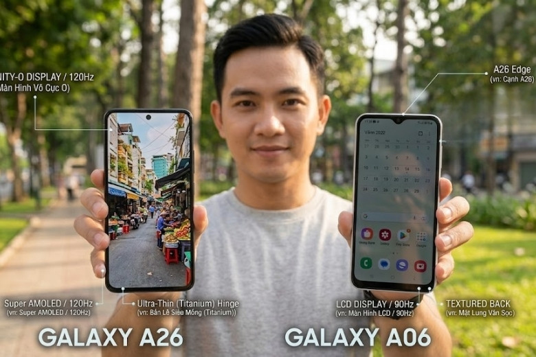 so sánh hiển thị ngoài trời giữa A26 và A06