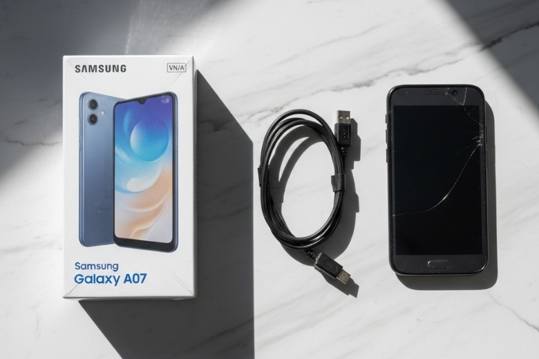 đập hộp Samsung A07 mới nguyên seal