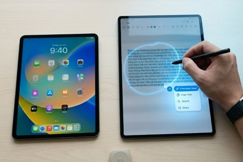 So sánh iPad A16 và Galaxy Tab S10 Ultra: Nền tảng, thiết kế và trải nghiệm thực tế 8 So sánh hiệu năng thực tế và tính năng AI