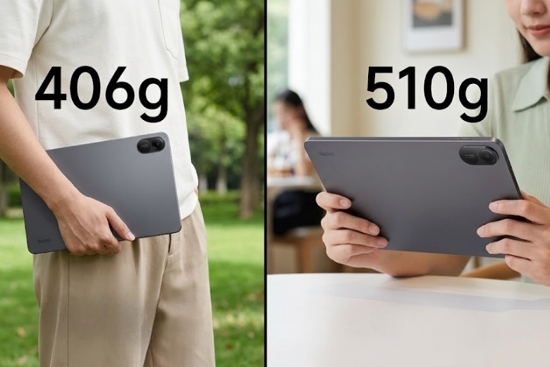So sánh Xiaomi Redmi Pad 2 9.7 4G và Redmi Pad 2 11 inch: Đánh giá chi tiết theo nhu cầu 7 So sánh trọng lượng và trải nghiệm thực tế giữa hai kích thước màn hình Redmi Pad 2.