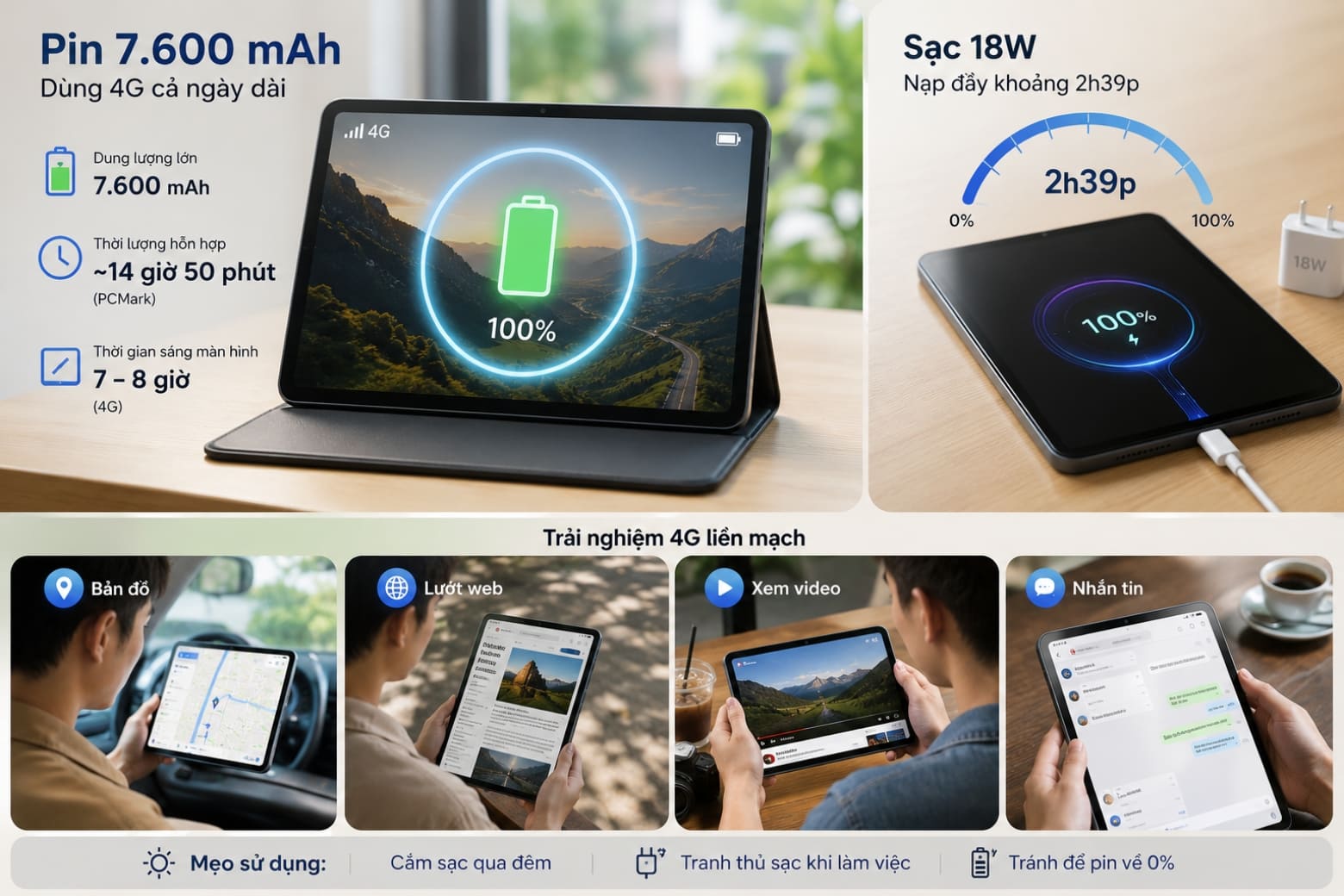 Trải nghiệm Xiaomi Redmi Pad 2 9.7 4G thực tế: Đừng mua nếu chưa biết rõ nhu cầu 8 Đánh giá pin Redmi Pad 2: Viên pin 7.600 mAh dùng 4G được bao lâu?