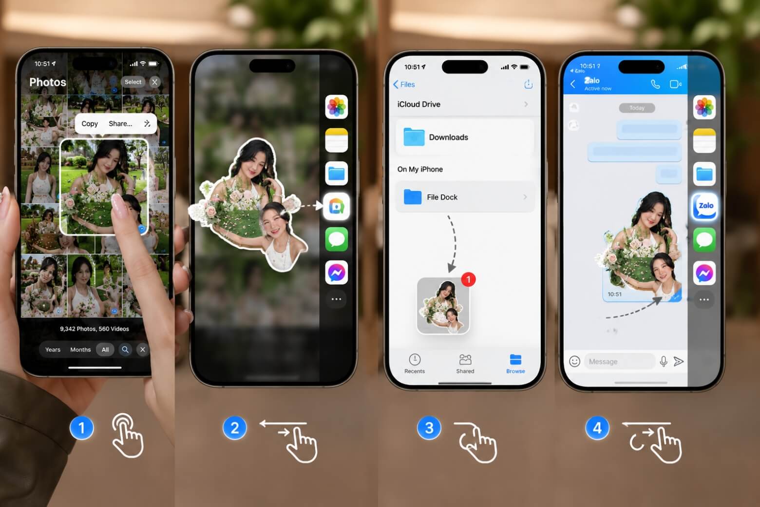 Cách dùng AI Pop-out trên OPPO Reno15 để tách nền và kéo thả trực tiếp 9 AI Pop-out trên OPPO Reno15 tạo sticker gửi Messenger