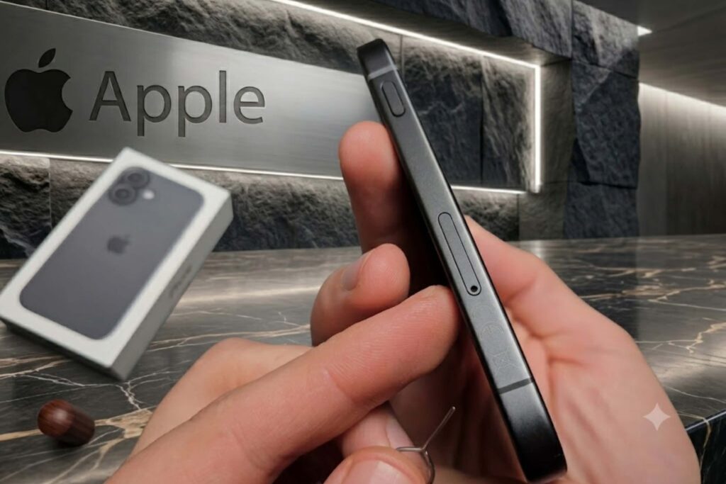 Cách gắn SIM iPhone 17 chuẩn Apple: Bí quyết giữ nguyên áp suất chống nước 18 Không dùng tăm tre hay kim khâu để chọc SIM vì dễ hỏng khe SIM và mất khả năng chống nước.
