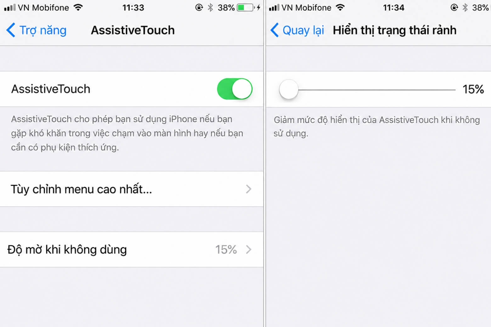 Cách mở nút Home ảo trên iPhone 17 chỉnh độ mờ