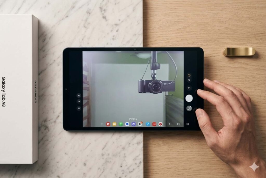Camera Galaxy Tab A11 đáp ứng tốt nhu cầu học online, họp trực tuyến và quét tài liệu hằng ngày.
