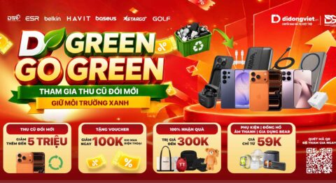 Ngày hội D Green Go Green: Đổi pin sạc cũ lấy voucher 100k và rinh quà xịn tại Di Động Việt D Green Go Green 2026 Di Động Việt
