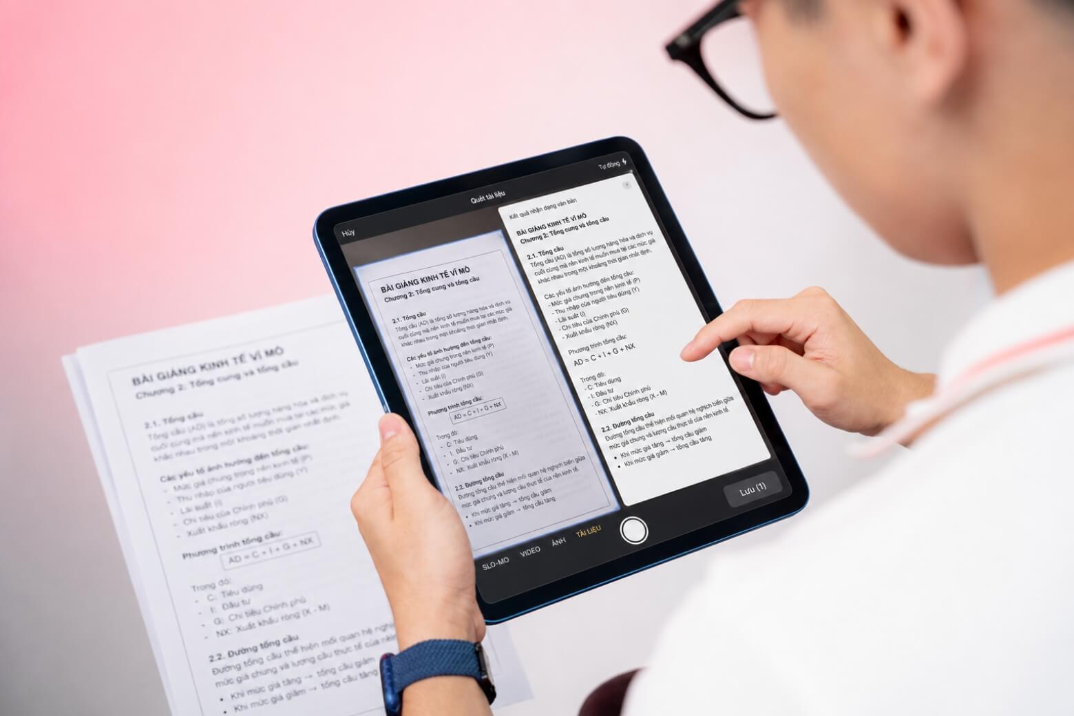 Đánh giá camera iPad A16 quét tài liệu