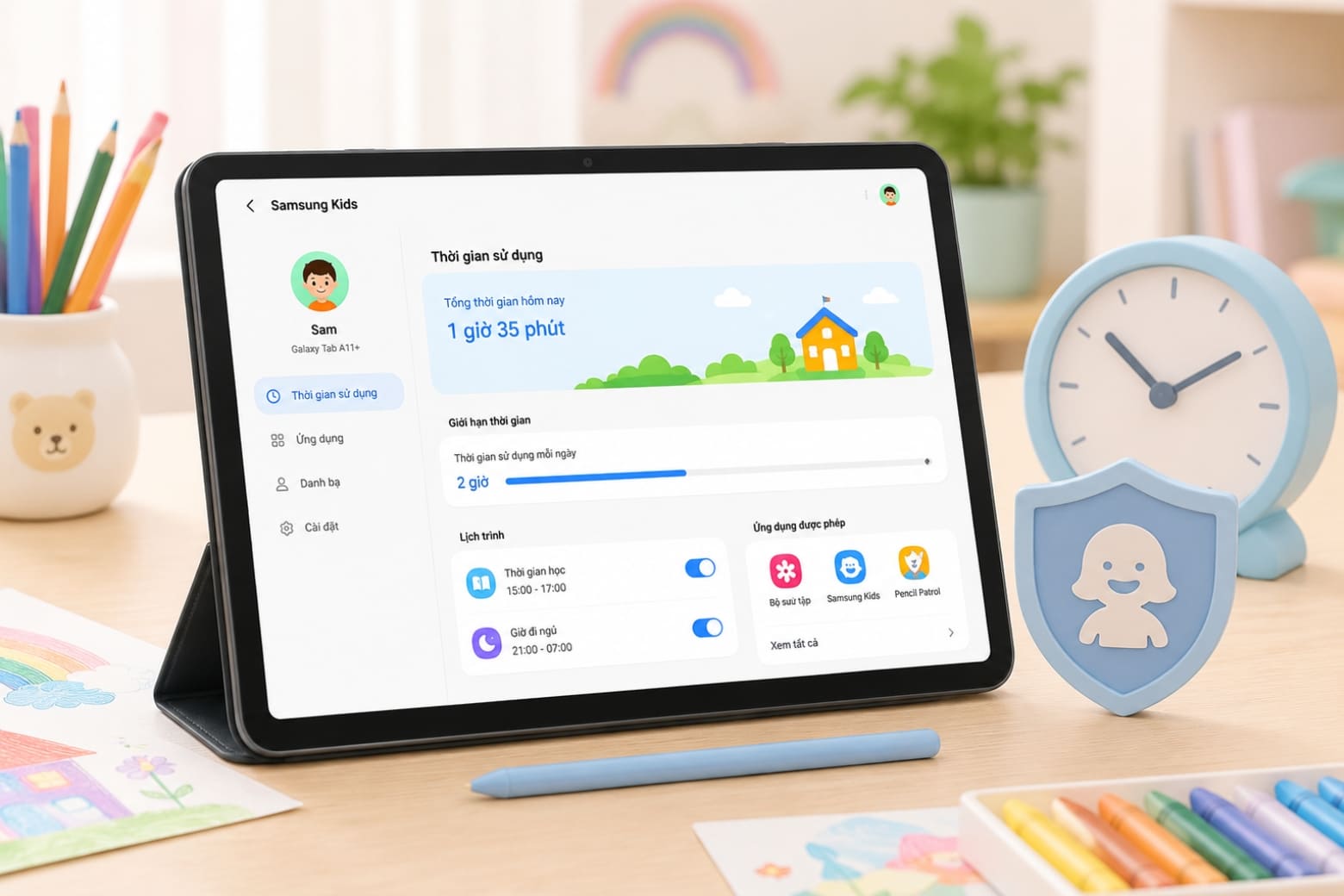 Chế độ Samsung Kids & Hệ thống âm thanh: Tối ưu cho môi trường sử dụng gia đình