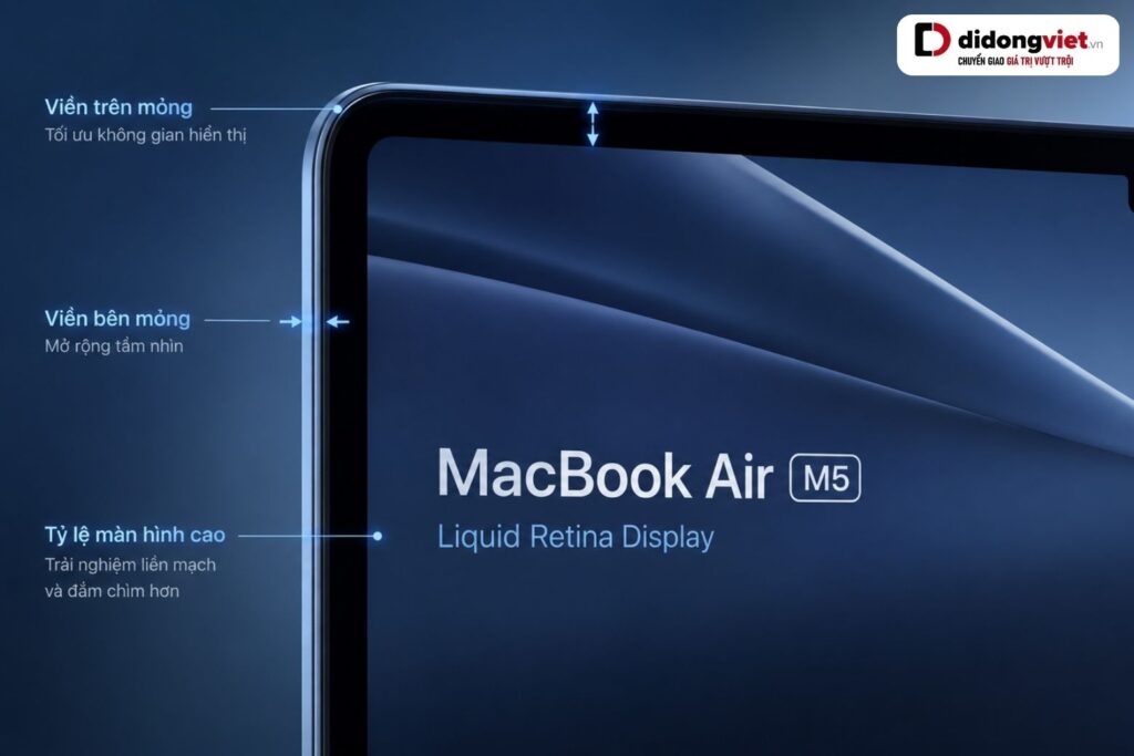Đánh giá thiết kế MacBook Air M5: Đẹp nguyên bản, tản nhiệt và công thái học thực tế 12 macbook air m5 bezel di dong viet