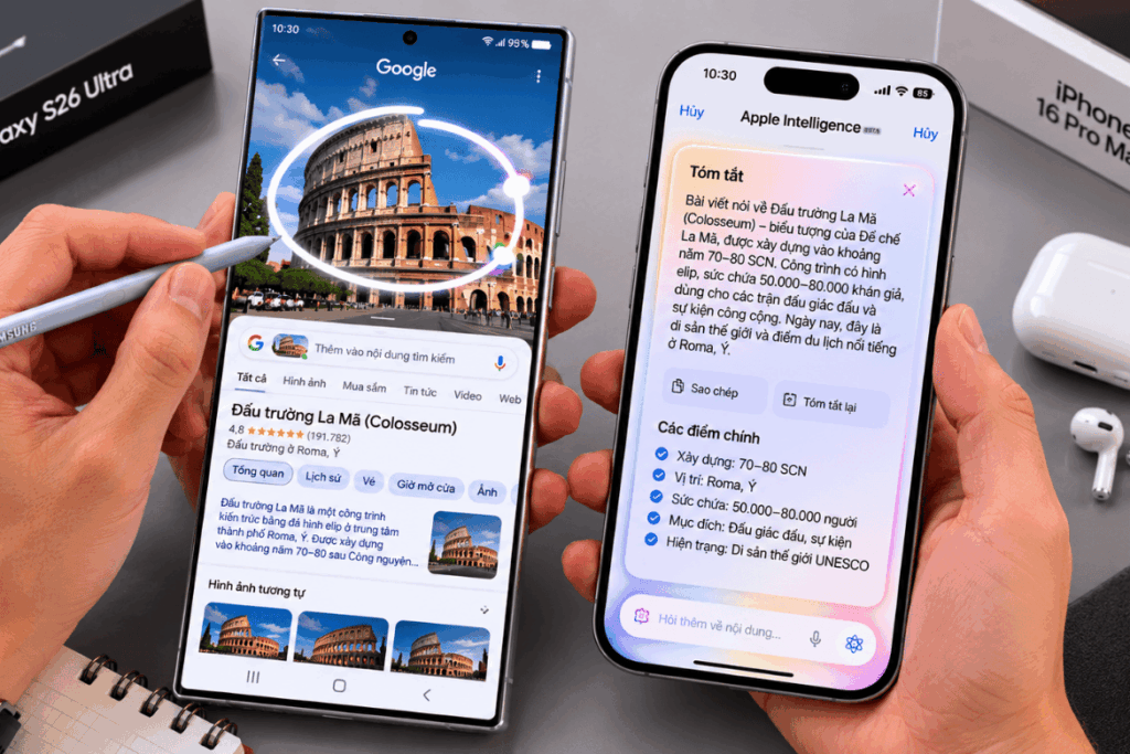 So sánh Samsung Galaxy S26 Ultra và iPhone 16 Pro Max: Chọn AI, hệ sinh thái hay giá trị bán lại? 5 So sánh Samsung Galaxy S26 Ultra và iPhone 16 Pro Max