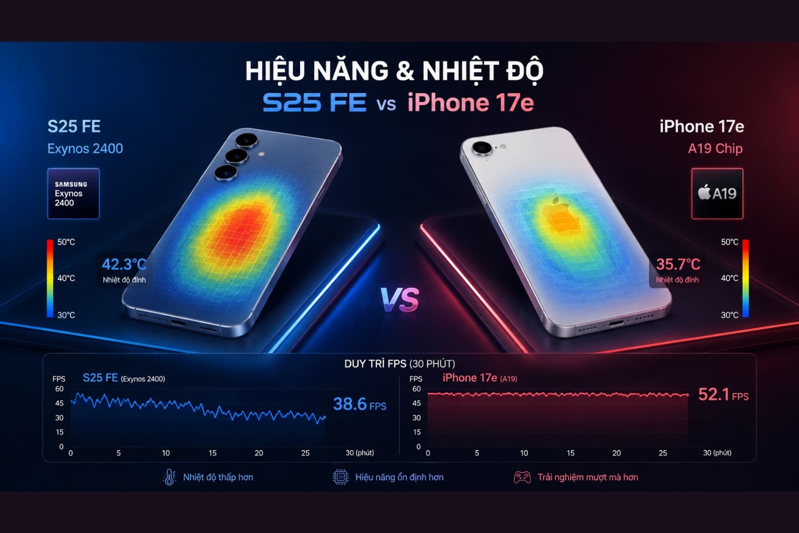 So sánh iPhone 17e và Samsung Galaxy S25 FE dựa trên trải nghiệm và chi phí sở hữu 8 Hiệu năng thực chiến và khả năng xử lý AI