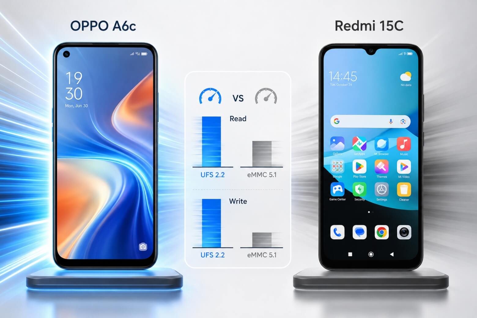 So sánh OPPO A6c và Redmi 15C: Đâu là lựa chọn tối ưu dưới 4 triệu? 6 So sánh OPPO A6c và Redmi 15C hiệu năng chip bộ nhớ UFS