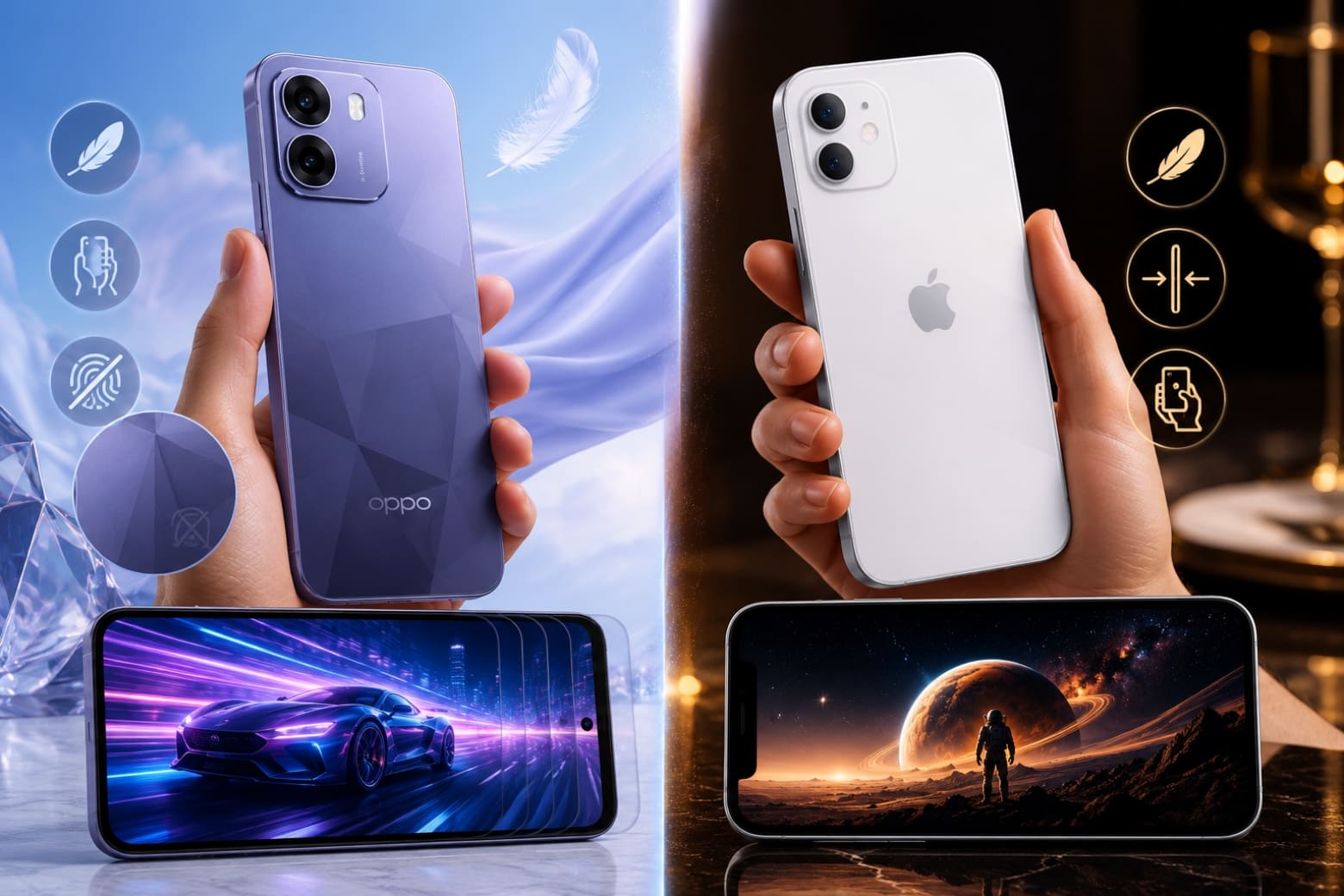 So sánh OPPO A6t Pro và iPhone 12 chi tiết dựa trên giá trị sử dụng đường dài 5 Đánh giá thiết kế tổng thể và chất lượng hiển thị màn hình