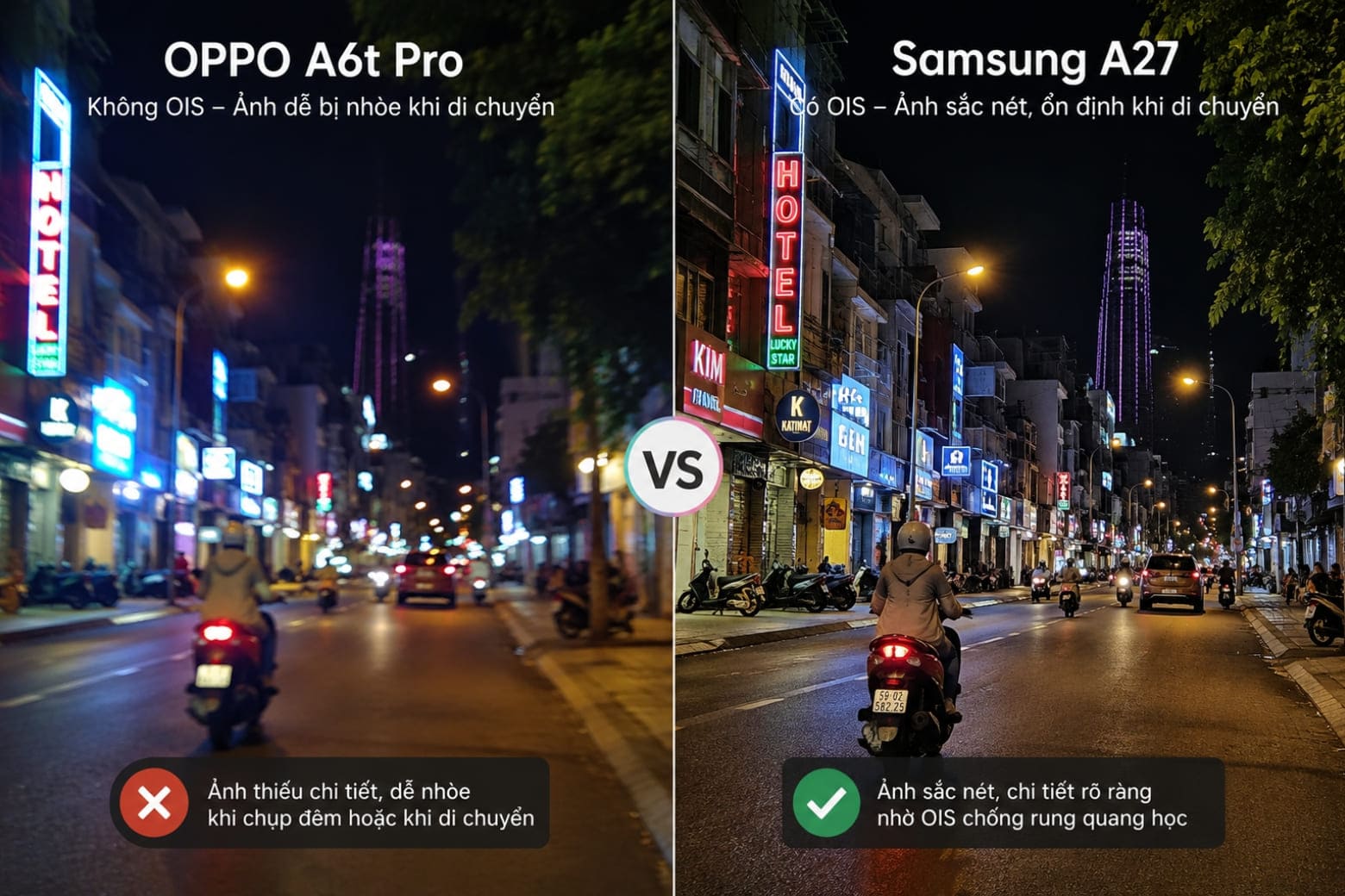 So sánh OPPO A6t Pro và Samsung Galaxy A27: Máy nào phù hợp với bạn? 7 Trải nghiệm camera thực tế ở điều kiện thiếu sáng và quay video