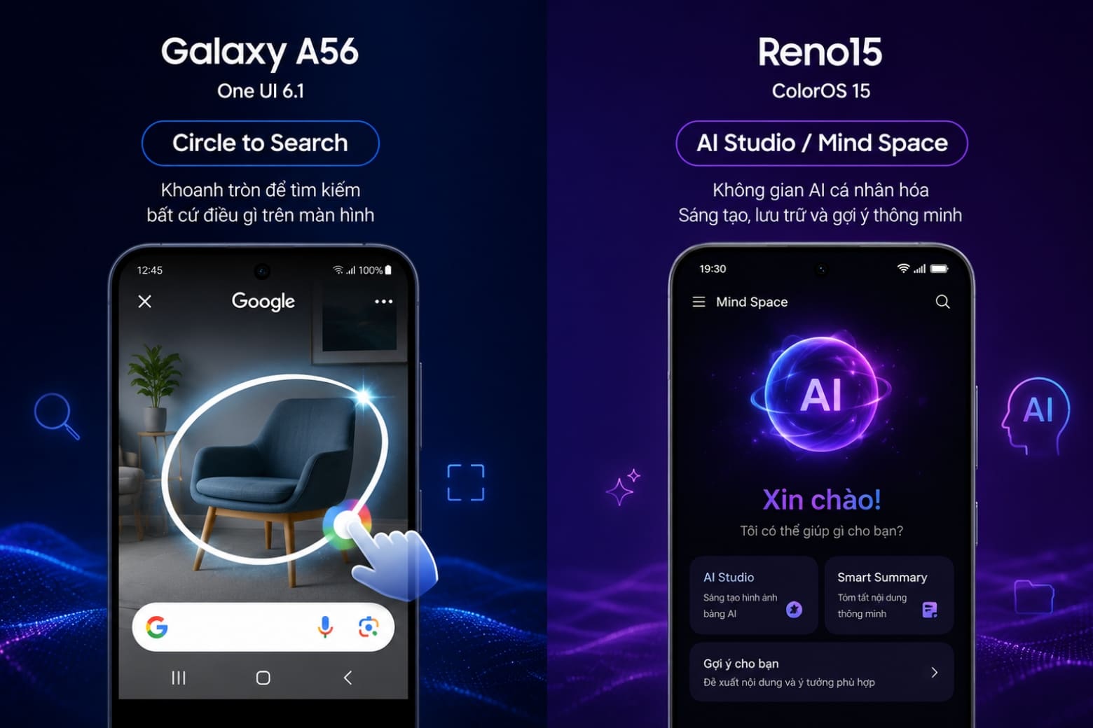 So sánh OPPO Reno15 và Samsung Galaxy A56: Lựa chọn tối ưu theo nhu cầu 2026 7 Tính năng AI ứng dụng và chính sách cập nhật