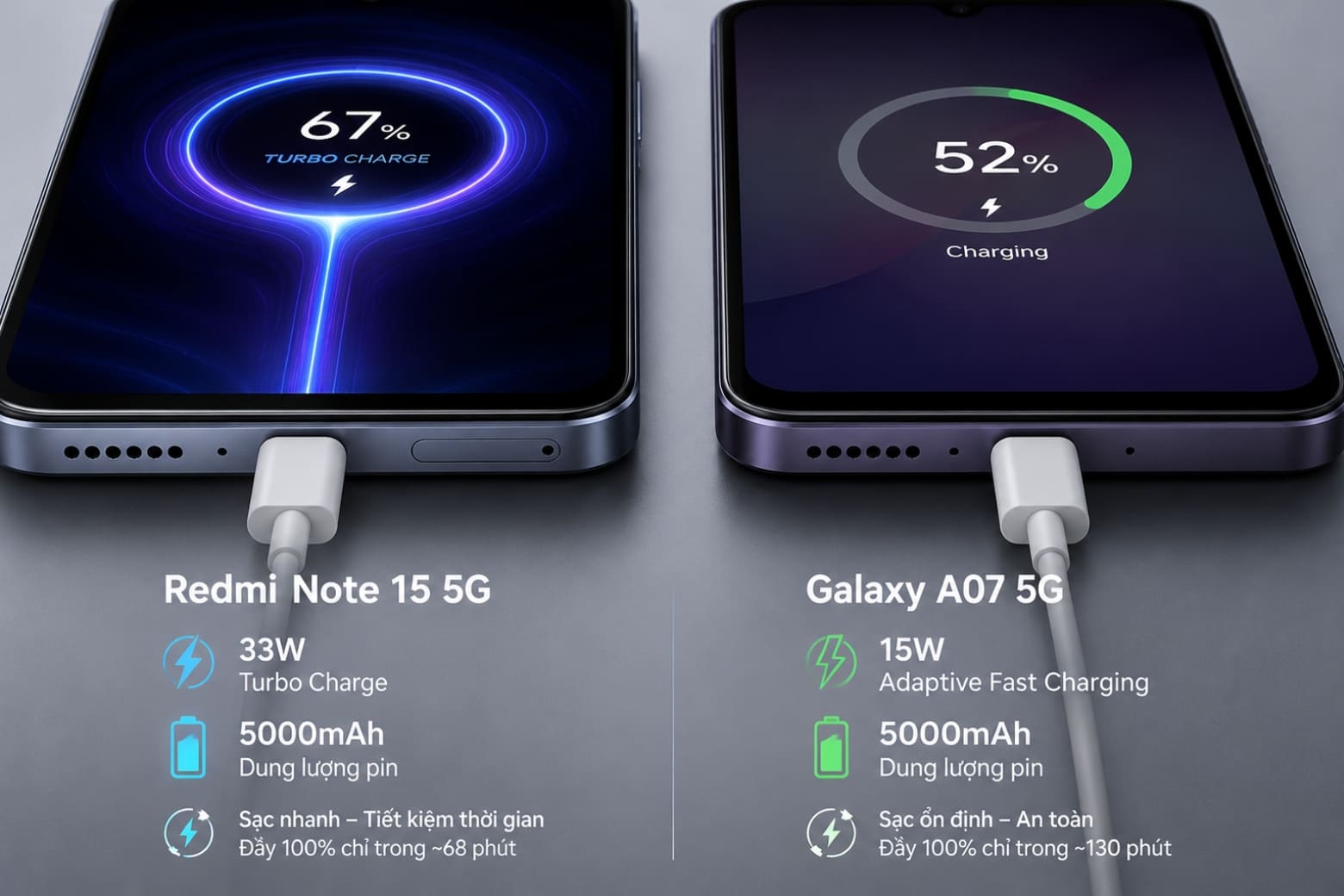 So sánh Redmi Note 15 và Samsung A07 5G: Chọn cấu hình hay sự bền bỉ? 8 Thời lượng sử dụng thực tế và giải pháp sạc nhanh