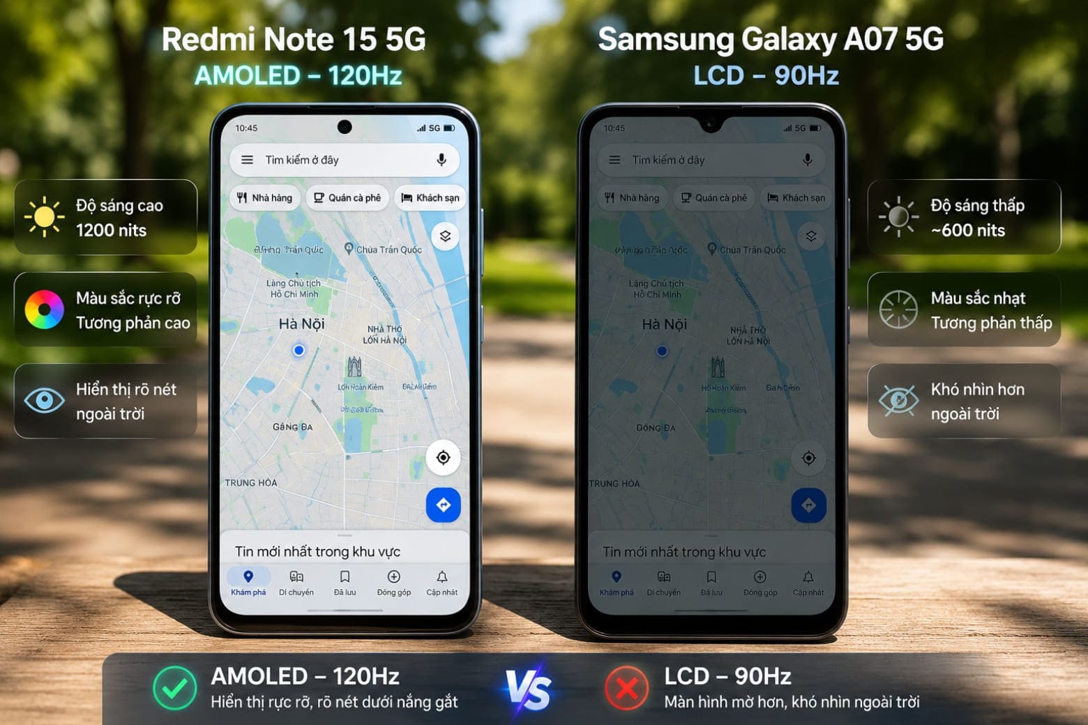 So sánh Redmi Note 15 và Samsung A07 5G: Chọn cấu hình hay sự bền bỉ? 5 Trải nghiệm hiển thị và cảm giác cầm nắm thực tế