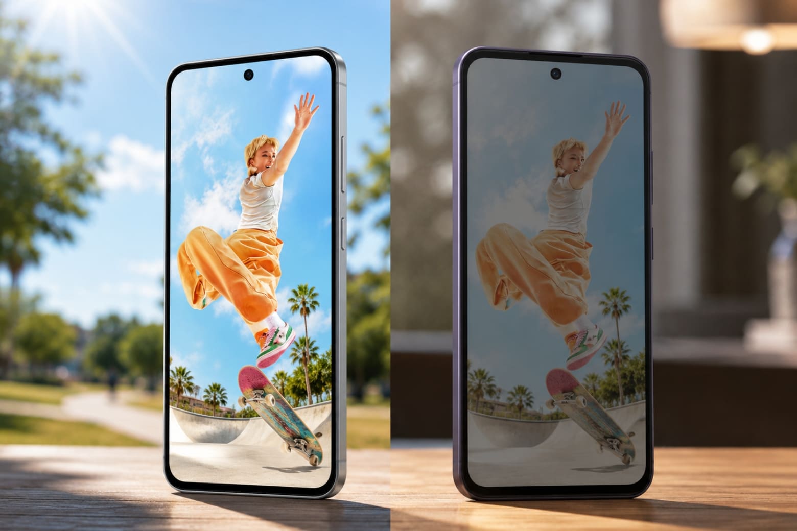 Màn hình và chất lượng hiển thị ngoài trời của Samsung A57 và OPPO A6c