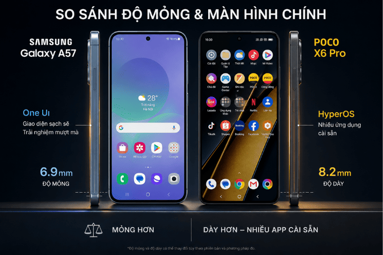 So sánh Samsung A57 và POCO X8 Pro Max
