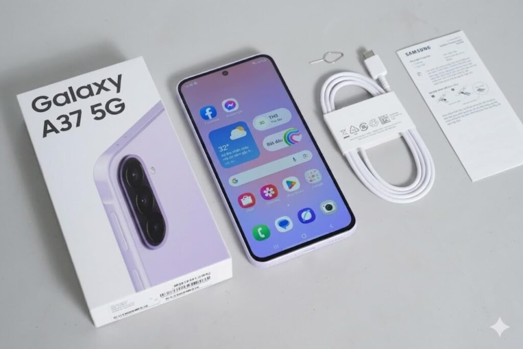Samsung Galaxy A37 nổi bật với màn hình Super AMOLED 1900 nits, độ bền cao chuẩn IP68 và camera 50MP OIS chất lượng.