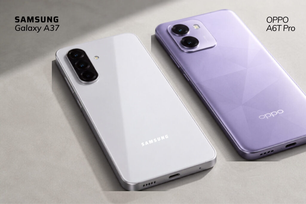 So sánh Samsung Galaxy A37 và OPPO A6T Pro: Trải nghiệm thực tế và bài toán chi phí 7 OPPO A6T Pro nổi bật với độ bền chuẩn IP69, còn Galaxy A37 cho cảm giác cầm nắm nhẹ nhàng hơn.