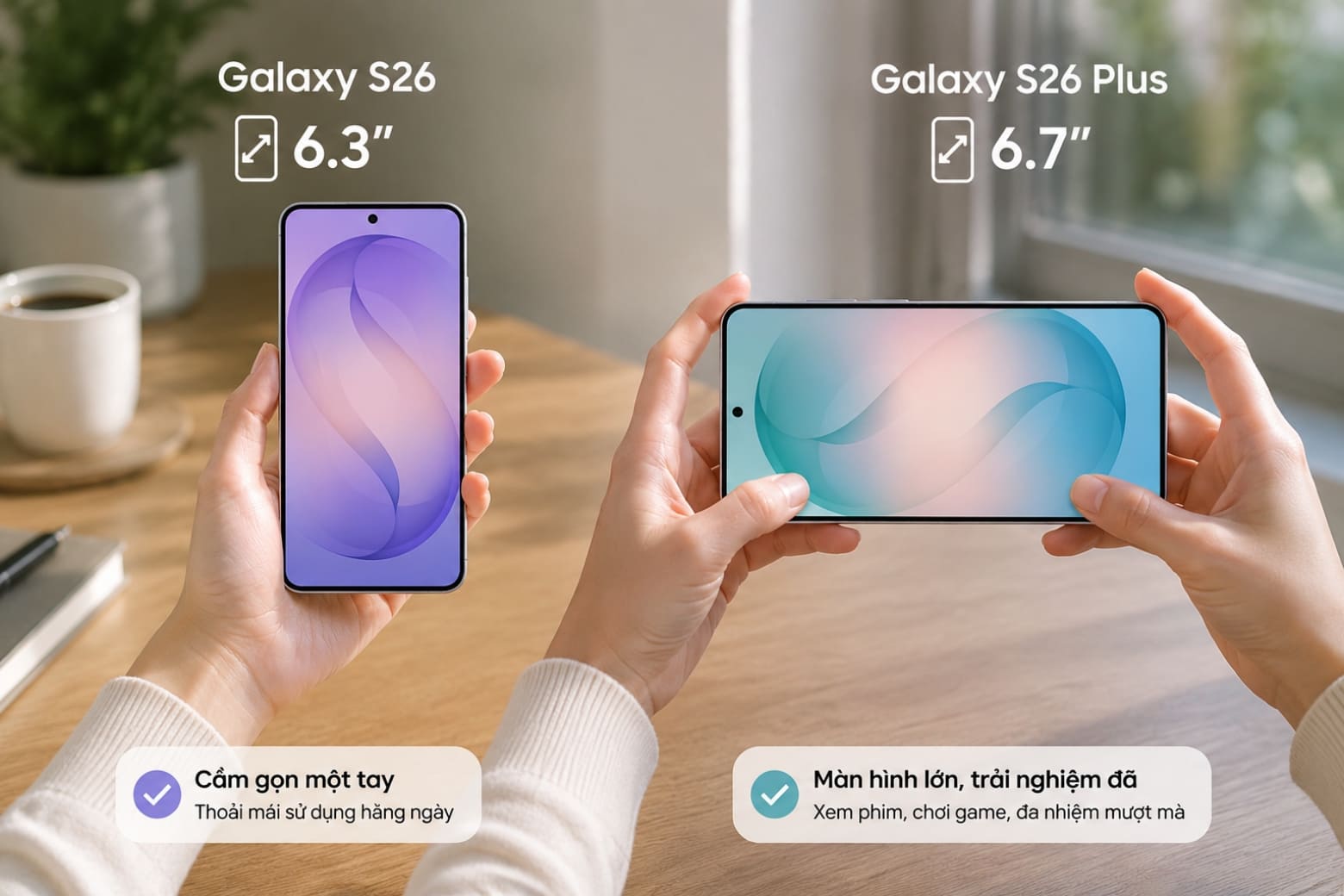 So sánh Samsung Galaxy S26 Plus và Galaxy S26: Chênh lệch 3.6 triệu, chọn máy nào? 6 So sánh Samsung Galaxy S26 Plus và Galaxy S26 về thiết kế và màn hình