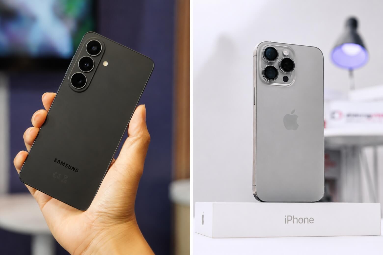 So sánh Samsung Galaxy S26 Plus và iPhone 15 Pro Max thiết kế