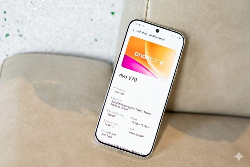 vivo V70 5G cho độ sáng ngoài trời rất cao, giúp hiển thị rõ ràng ngay cả dưới nắng gắt.