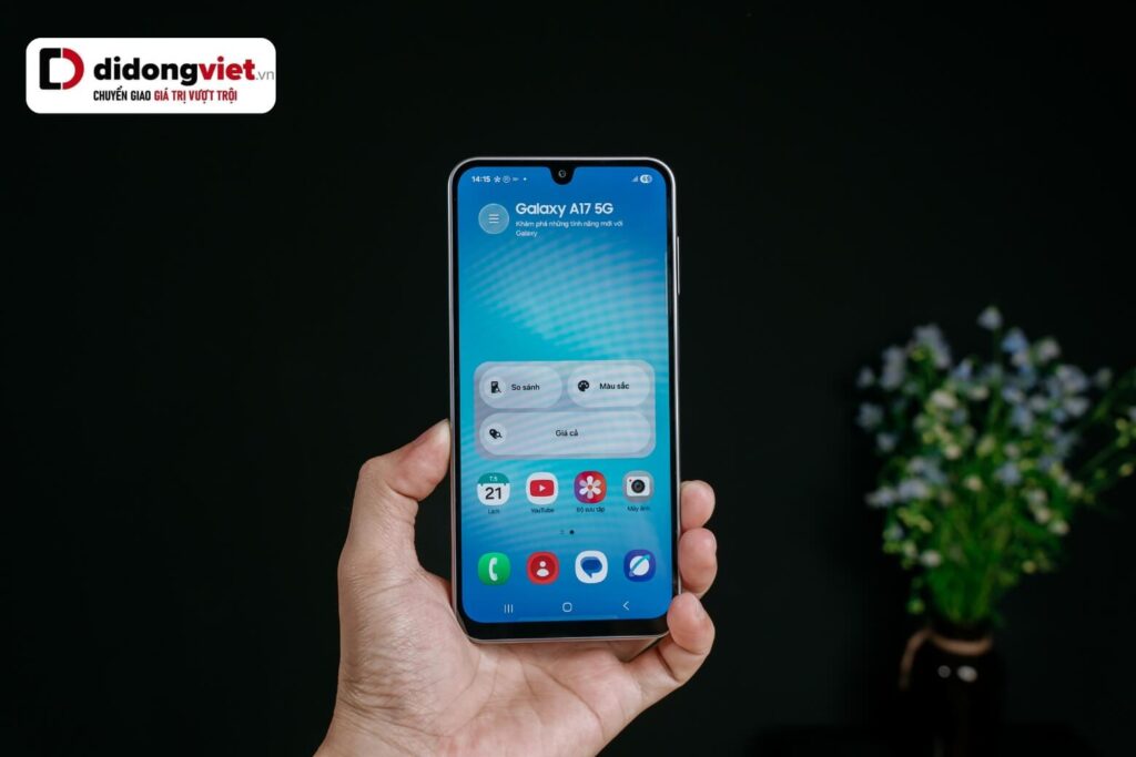 So sánh Xiaomi Redmi 15 5G và Samsung Galaxy A17 5G theo nhu cầu sử dụng 12 Galaxy A17 5G nổi bật với thiết kế mỏng nhẹ 7.5mm, màn hình Super AMOLED 6.7 inch sắc nét