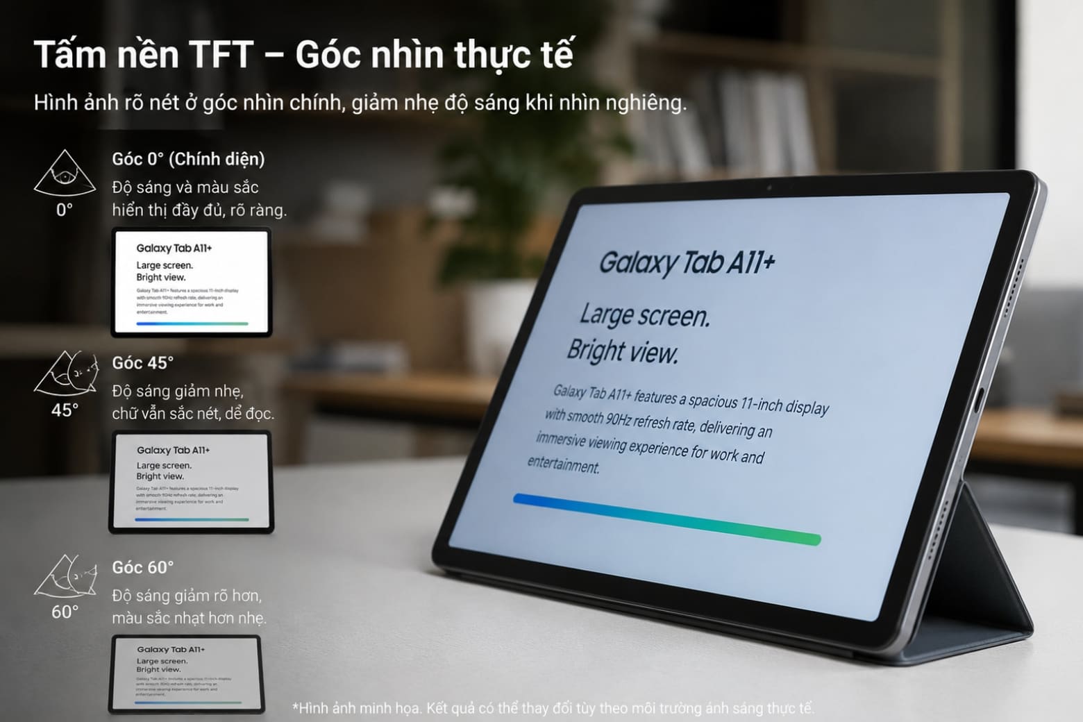 Trên tay Samsung Tab A11 Plus về chất lượng hiển thị