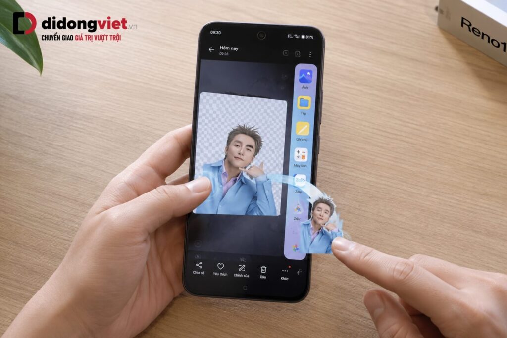 AI Pop-out 2.0 trên OPPO Reno16 F: Hướng dẫn tách chỉ với một thao tác đơn giản 6 Hướng dẫn kéo thả sticker bằng AI Smart Loop trên màn hình OPPO Reno16 F