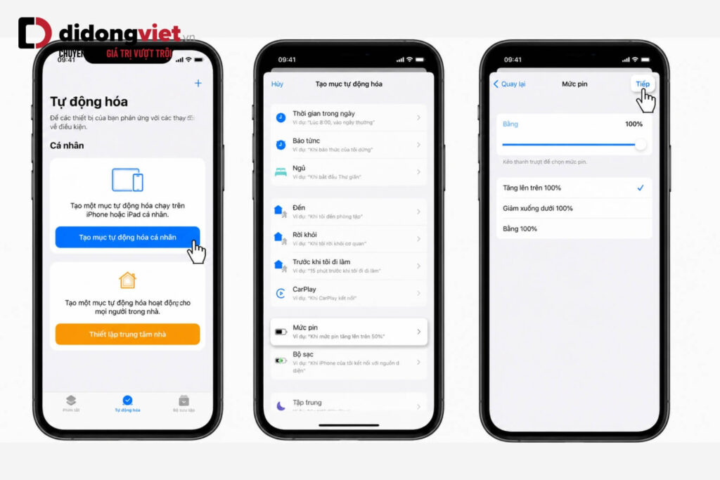 Cách nhận biết iPhone sạc đầy pin: 4 dấu hiệu chuẩn xác và giải mã "nghịch lý 80%" 6 Màn hình thiết lập tự động hóa báo pin 100% trên ứng dụng Phím tắt của iOS.
