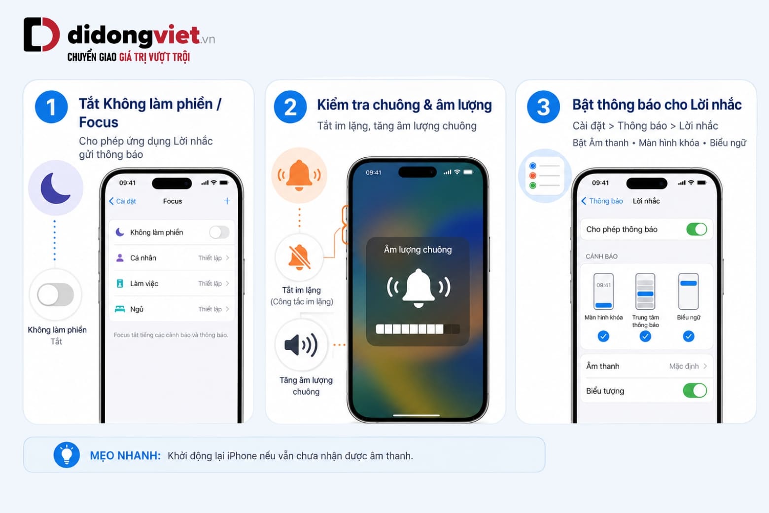 Cách thiết lập lời nhắc trên iPhone giúp tối ưu thời gian và tránh trễ việc 13 Kiểm tra các thiết lập thông báo để iPhone phát âm thanh khi lời nhắc đến hạn