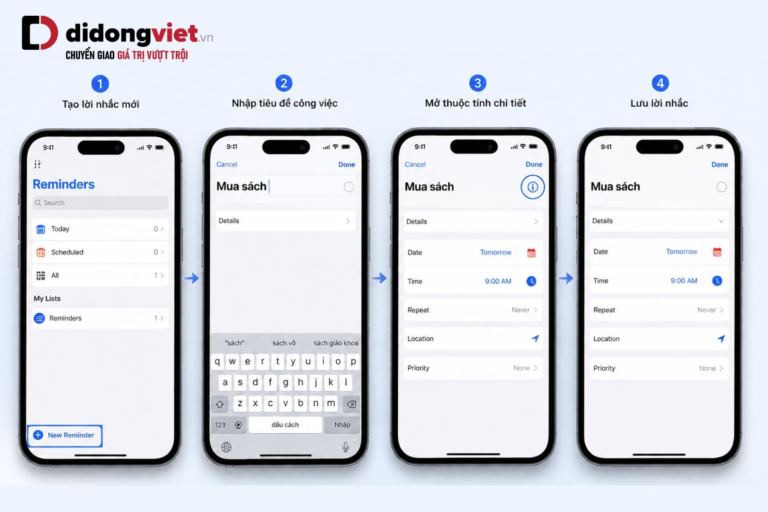 Cách thiết lập lời nhắc trên iPhone giúp tối ưu thời gian và tránh trễ việc 8 Thiết lập lời nhắc chi tiết với đầy đủ tùy chọn ngay trong ứng dụng Reminders