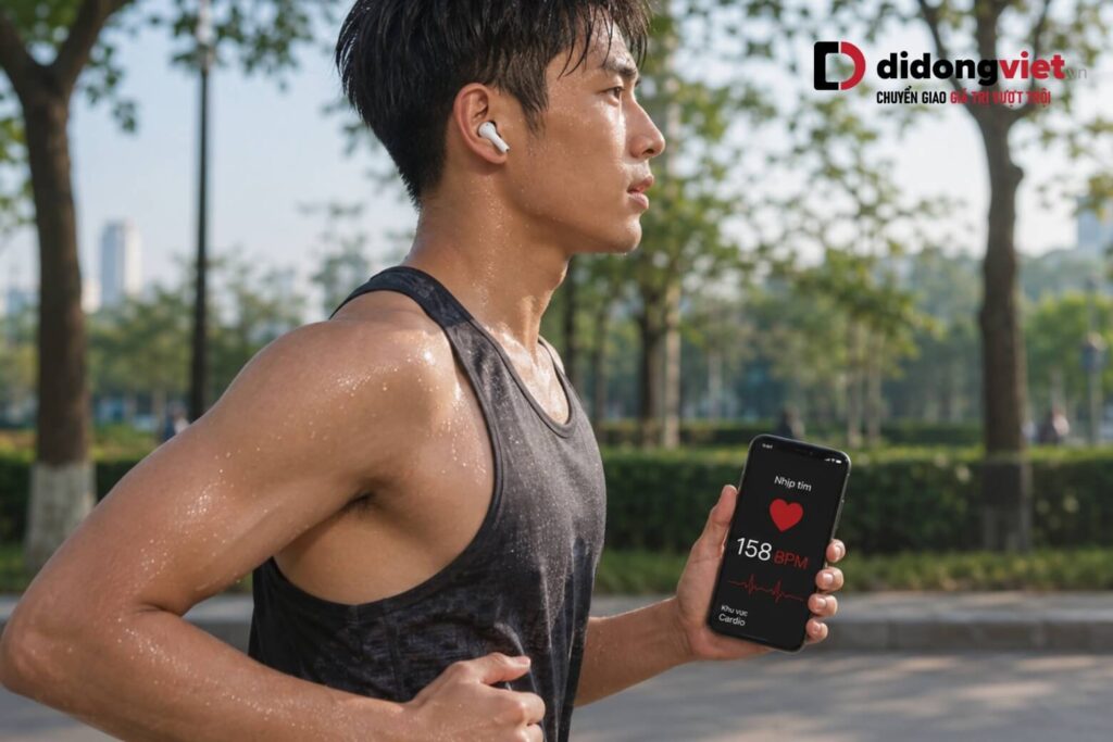 Có nên mua AirPods Pro 3? Đánh giá thực tế, điều cần biết trước khi mua 6 Người dùng chạy bộ đo nhịp tim trực tiếp bằng tai nghe AirPods Pro 3 kết nối iPhone