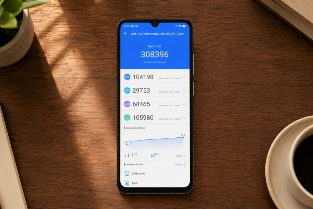 Đánh giá hiệu năng và khả năng chơi game của Xiaomi Redmi A7 5 Điểm số AnTuTu đánh giá hiệu năng Xiaomi Redmi A7 đạt hơn 300.000 điểm
