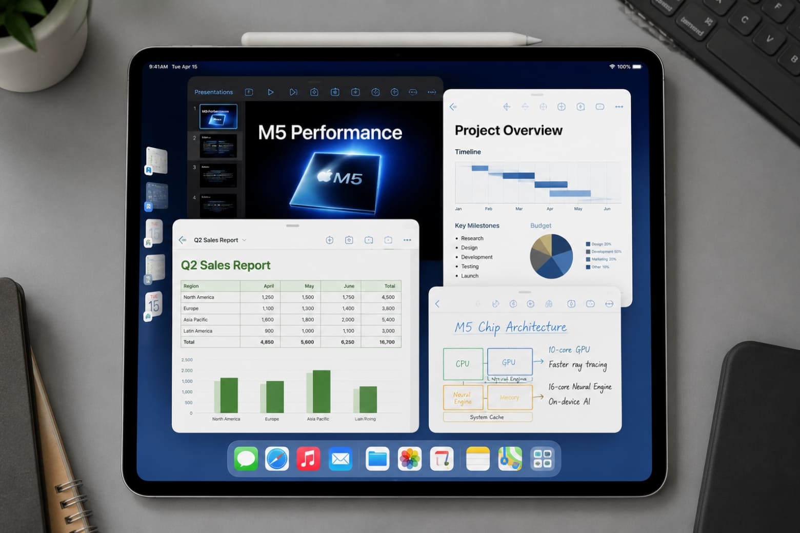 Đánh giá iPad Pro M5 chi tiết sức mạnh thực tế và khả năng thay thế laptop 5 Khả năng tối ưu sức mạnh M5 và những giới hạn đa nhiệm trên iPadOS 26